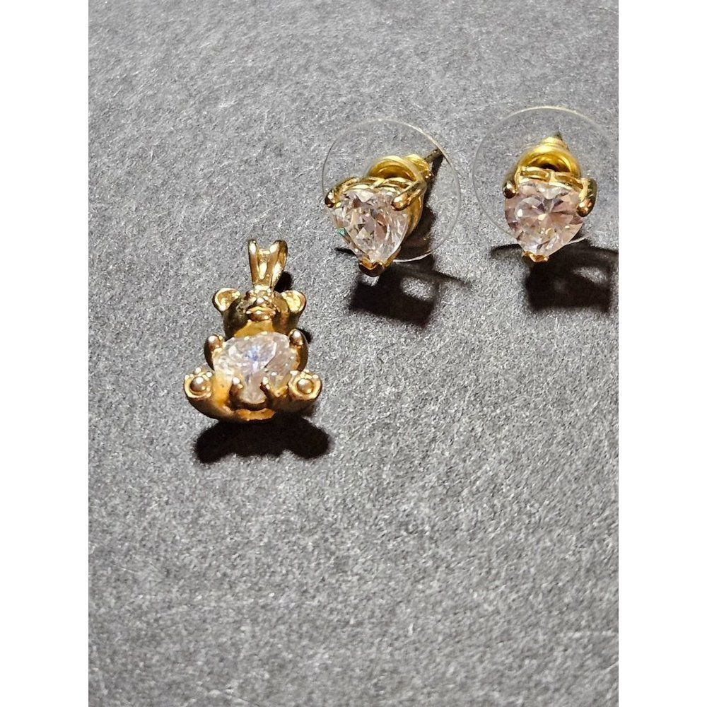 *Sale* Ross Simons Gold over sterling earrings and bear pendant